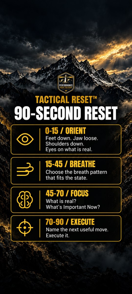 Phone lock screen: the 90-Second Reset — Orient, Breathe, Focus, Execute